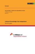 Cultural Knowledge Test Adaptation di Alexander Stimpfle edito da GRIN Publishing