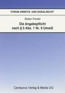 Die Angabepflicht Nach 5 Abs. 1 Nr. 9 Umwg di Stefan Fandel edito da Centaurus Verlag & Media