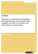 Methoden zur Bewertung nachhaltiger Energiegewinnung. Ein konzeptioneller Vergleich von Life Cycle Analysis und Energy Return on Investment di Irsa Kiani edito da GRIN Verlag