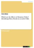Which are the Effects of Monetary Policy? Identifying Policy Shocks in recursive VARs di Felix Miebs edito da GRIN Verlag