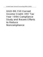 Ggd-98-150 Earned Income Credit: IRS' Tax Year 1994 Compliance Study and Recent Efforts to Reduce Noncompliance di United States General Acco Office (Gao) edito da Createspace Independent Publishing Platform