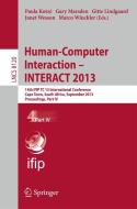 Human-Computer Interaction -- INTERACT 2013 edito da Springer Berlin Heidelberg