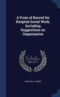 A Form Of Record For Hospital Social Work, Including Suggestions On Organization di Gertrude L Farmer edito da Sagwan Press