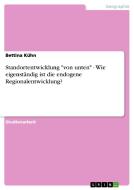Standortentwicklung "von unten" - Wie eigenständig ist die endogene Regionalentwicklung? di Bettina Kühn edito da GRIN Verlag
