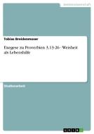 Exegese zu Proverbien 3,13-26 - Weisheit als Lebenshilfe di Tobias Breidenmoser edito da GRIN Publishing