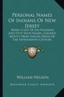 Personal Names of Indians of New Jersey: Being a List of Six Hundred and Fifty Such Names, Gleaned Mostly from Indian Deeds of the Seventeenth Century di William Nelson edito da Kessinger Publishing