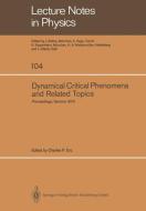 Dynamical Critical Phenomena and Related Topics di Geneva Staff International Conference edito da Springer Berlin Heidelberg