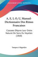 A, E, I, O, U, Manuel-Dictionnaire Des Rimes Francaises: Classees D'Apres Leur Ordre Naturel de Sons Ou Voyelles (1868) di Tampucci Hippolyte edito da Kessinger Publishing