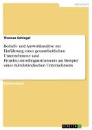 Bedarfs- und Auswahlanalyse zur Einführung eines gesamtheitlichen Unternehmens- und Projektcontrollinginstruments am Bei di Thomas Schlegel edito da GRIN Verlag