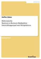Elektronische Business-to-Business-Marktplätze - Entwicklungsstand und Perspektiven di Steffen Weber edito da Examicus Verlag