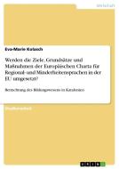 Werden die Ziele, Grundsätze und Maßnahmen der Europäischen Charta für Regional- und Minderheitensprachen in der EU umge di Eva-Marie Kolasch edito da GRIN Verlag