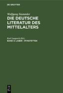Laber - Rynstetten di Wolfgang Stammler edito da De Gruyter