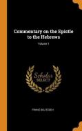 Commentary on the Epistle to the Hebrews; Volume 1 di Franz Delitzsch edito da FRANKLIN CLASSICS TRADE PR