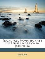 Jeschurun. Monatsschrift FÃ¯Â¿Â½r Lehre Und Leben Im Judentum di Anonymous edito da Nabu Press