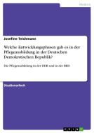 Welche Entwicklungsphasen gab es in der Pflegeausbildung in der Deutschen Demokratischen Republik? di Josefine Teichmann edito da GRIN Publishing