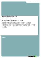 Normative Dimension Und Makrostrukturelle Perspektive In Der Theorie Des Sozialen Austauschs Von Peter M. Blau di Florian Schlotterbeck edito da Grin Publishing
