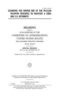Examining the Proper Size of the Nuclear Weapons Stockpile to Maintain a Credible U.S. Deterrent di United States Congress, United States Senate, Committee on Appropriations edito da Createspace Independent Publishing Platform