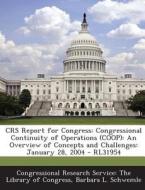 Crs Report For Congress di Barbara L Schwemle edito da Bibliogov