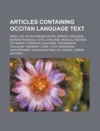 Articles Containing Occitan Language Tex di Source Wikipedia edito da Books LLC, Wiki Series