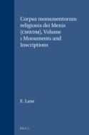 Corpus Monumentorum Religionis Dei Menis (Cmrdm), Volume 1 Monuments and Inscriptions di E. Lane edito da BRILL ACADEMIC PUB
