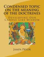 Condensed Topic on the Meaning of the Doctrines: Developing Our Candle Like Wisdom di Jampa Kunchog Pryor edito da Createspace