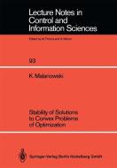 Stability of Solutions to Convex Problems of Optimization di K. Malanowski edito da Springer Berlin Heidelberg