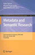 Metadata And Semantic Research edito da Springer-verlag Berlin And Heidelberg Gmbh & Co. Kg