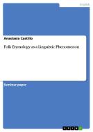 Folk Etymology As A Linguistic Phenomenon di Anastasia Castillo edito da Grin Publishing