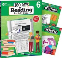 180 Days of Reading, Writing and Math for Sixth Grade 3-Book Set di Teacher Created Materials edito da SHELL EDUC PUB