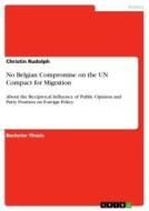 No Belgian Compromise on the UN Compact for Migration di Christin Rudolph edito da GRIN Verlag