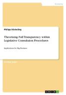 Theorizing Full Transparency within Legislative Consultaion Procedures di Philipp Stiebeling edito da GRIN Publishing