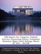 Crs Report For Congress di Jennifer K Elsea, Michael John Garcia edito da Bibliogov