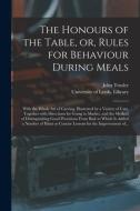 THE HONOURS OF THE TABLE, OR, RULES FOR di JOHN 1735-1 TRUSLER edito da LIGHTNING SOURCE UK LTD