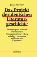 Das Projekt Der Deutschen Literaturgeschichte di Jurgen Fohrmann edito da J.b. Metzler