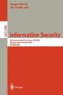 Information Security di G. Davida, Y. Frankel edito da Springer Berlin Heidelberg