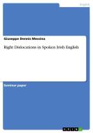 Right Dislocations In Spoken Irish English di Giuseppe Dennis Messina edito da Grin Publishing
