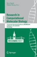 Research in Computational Molecular Biology edito da Springer-Verlag GmbH