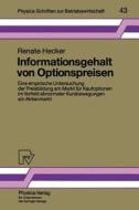 Informationsgehalt von Optionspreisen di Renate Hecker edito da Physica-Verlag HD