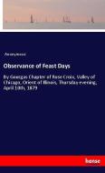 Observance of Feast Days di Anonymous edito da hansebooks