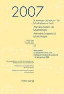Schweizer Jahrbuch für Musikwissenschaft. Annales Suisses de Musicologie. Annuario Svizzero di Musicologia edito da Lang, Peter