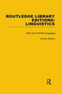 Routledge Library Editions: Linguistics Mini-set F: World Languages edito da Taylor & Francis Ltd
