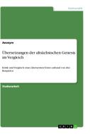 Übersetzungen der altsächsischen Genesis im Vergleich di Anonym edito da GRIN Verlag