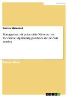 Management of price risks. Value at risk for evaluating trading positions in the coal market di Patrick Meinhard edito da GRIN Publishing
