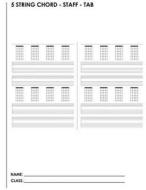 5 String Chord - Staff - Tab: A Student Manuscript Notebook from Fusello Publishing di Joe Dolan edito da Createspace