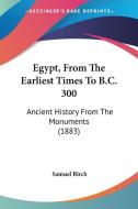 Egypt, from the Earliest Times to B.C. 300: Ancient History from the Monuments (1883) di Samuel Birch edito da Kessinger Publishing
