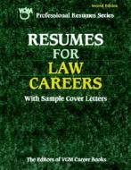 Resumes For Law Careers di Editors Of Vgm edito da Mcgraw-hill Education - Europe