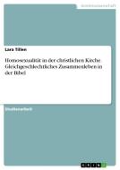 Homosexualität in der christlichen Kirche. Gleichgeschichtliches Zusammenleben in der Bibel di Lara Tillen edito da GRIN Verlag