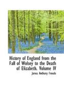 History Of England From The Fall Of Wolsey To The Death Of Elizabeth. Volume Iv di James Anthony Froude edito da Bibliolife