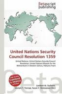 United Nations Security Council Resolution 1359 edito da Betascript Publishing