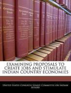 Examining Proposals To Create Jobs And Stimulate Indian Country Economies edito da Bibliogov